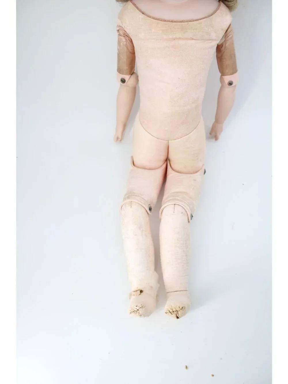 Vintage German Bisque Doll Leather body 22